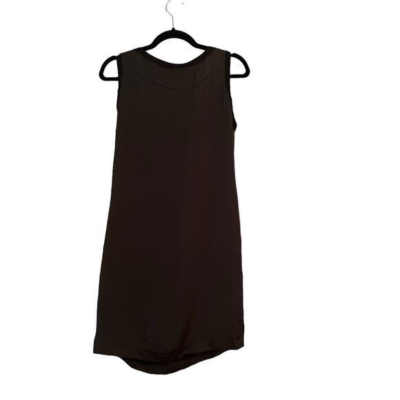 Zara Basic Black Sleeveless Dress Sz M Zipper & Satin Accent Ruching Datenight - Picture 5 of 10